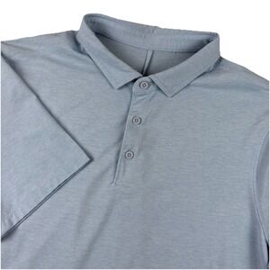 Lululemon Evolution Polo Shirt Mens Large Blue Short Sleeve Athleisure Stretch